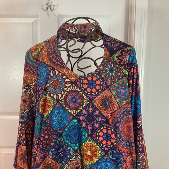 Judith March Anthropologie Retro Patchwork Boho Hippie Mini Dress Size Small - Picture 2 of 10
